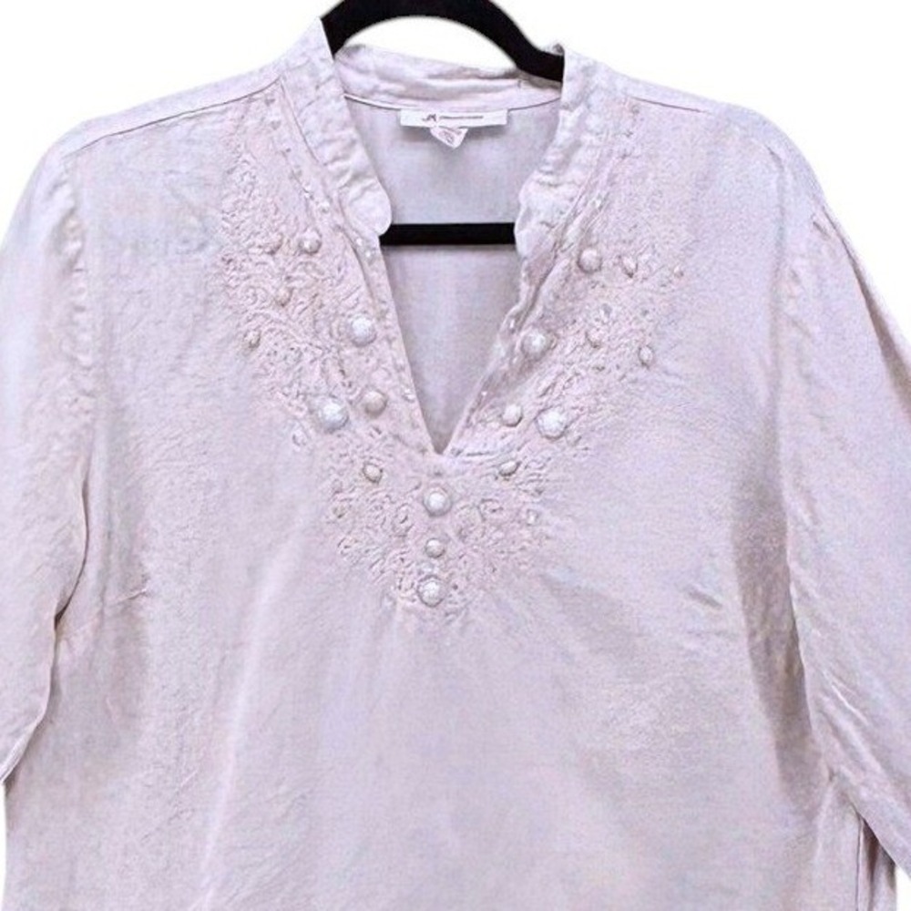 JM Collection Linen Tunic Cream 14 - Picture 3 of 13